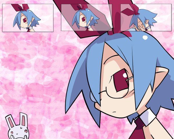 Anime picture 1280x1024 with disgaea pleinair usagi-san harada takehito pink background vector comic 4koma glasses bunny