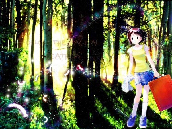 Anime picture 1280x960 with mahou tsukai ni taisetsu na koto j.c. staff kikuchi yume yoshizuki kumichi summer girl tree (trees) forest
