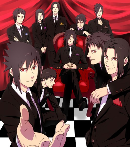 Anime picture 1200x1350 with naruto studio pierrot naruto (series) uchiha sasuke uchiha madara uchiha itachi uchiha obito uchiha mikoto uchiha izuna uchiha shisui uchiha fugaku uchiha tajima uchiha kagami mannmaruu vorhange long hair tall image looking at viewer fringe short hair