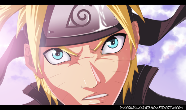 Anime picture 1600x949 with naruto studio pierrot naruto (series) uzumaki naruto hoenhaimm single short hair blue eyes blonde hair wide image sky cloud (clouds) coloring facial mark close-up face whisker markings angry jinchuriki boy