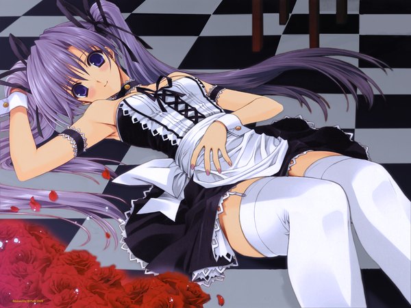Anime picture 1600x1200 with suzuhira hiro light erotic maid girl garter straps