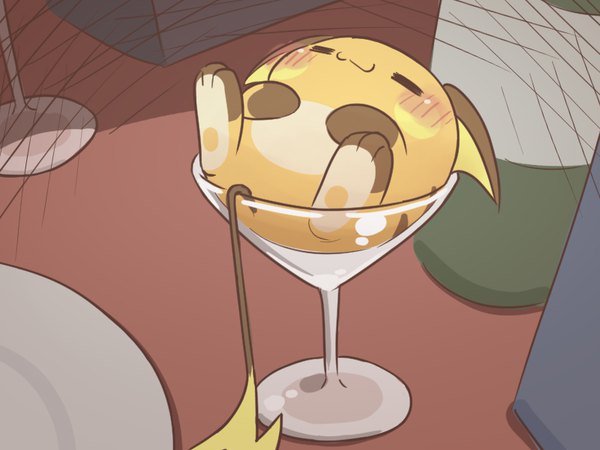 Аниме картинка 800x600 с покемон nintendo raichu cafe (chuu no ouchi) один (одна) румянец лёжа без людей gen 1 pokemon бутылка покемон (существо) бокал для коктейля