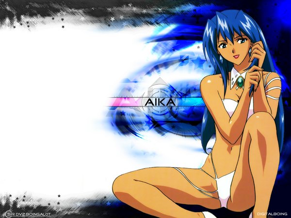 Anime picture 1024x768 with agent aika petoriyacowa rie light erotic blue hair girl swimsuit bikini