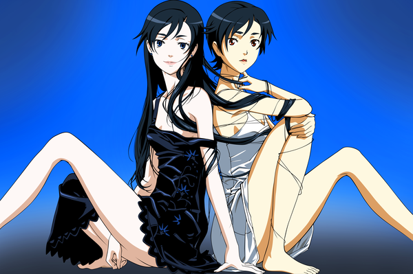Anime picture 6000x3999 with blood+ production i.g otonashi saya diva (blood+) highres blue background