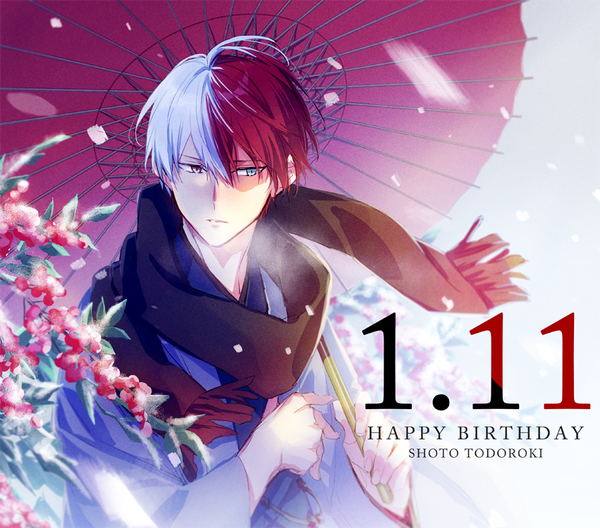Anime picture 851x750 with boku no hero academia studio bones todoroki shouto hegi single looking at viewer fringe short hair blue eyes hair between eyes holding upper body ahoge outdoors white hair red hair traditional clothes japanese clothes multicolored hair wind