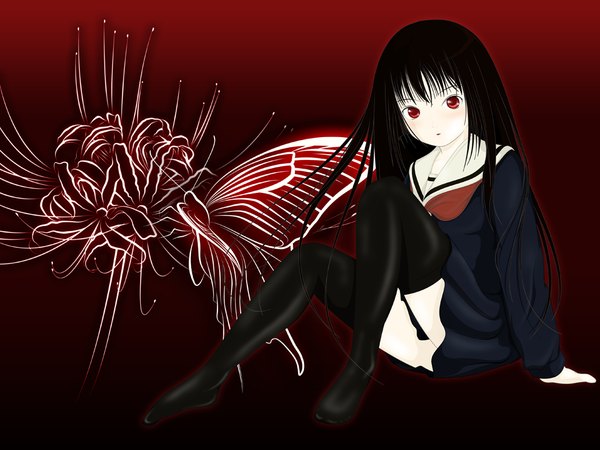 Anime picture 1024x768 with hell girl studio deen enma ai black hair tagme