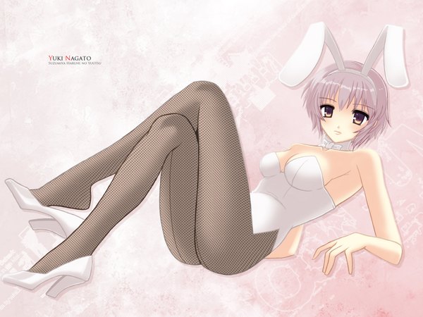 Anime picture 1600x1200 with suzumiya haruhi no yuutsu kyoto animation nagato yuki light erotic bunny girl girl bunnysuit