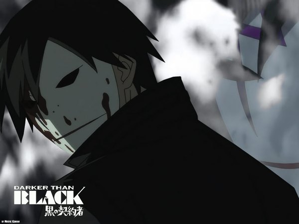 Anime picture 1024x768 with darker than black studio bones hei (darker than black) black hair looking back boy mask