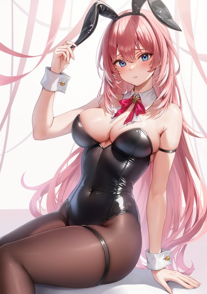 Anime picture 2315x3274 with virtual youtuber hololive takane lui holika baby single long hair tall image looking at viewer blush fringe highres breasts blue eyes light erotic simple background hair between eyes large breasts white background sitting animal ears