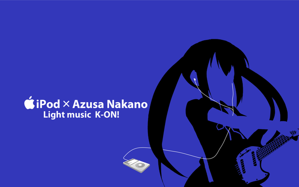 Anime picture 1440x900 with k-on! kyoto animation ipod nakano azusa wide image blue background silhouette kisoba