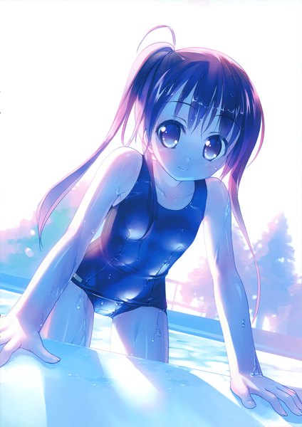 Anime picture 2852x4036 with original takoyaki (roast) long hair tall image looking at viewer highres blue eyes purple hair loli girl swimsuit one-piece swimsuit school swimsuit