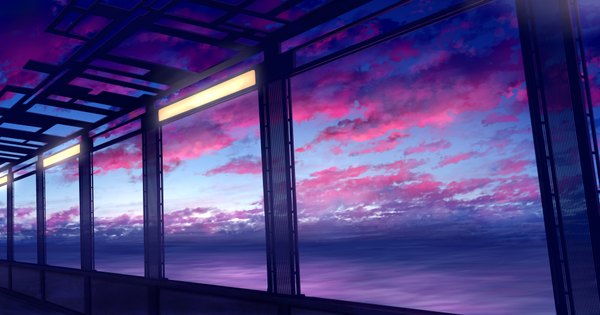 Anime picture 1880x990 with original mks highres wide image cloud (clouds) night night sky evening sunset no people landscape abstract window