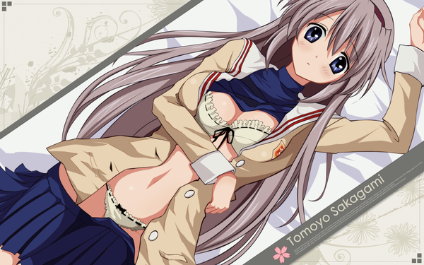 Anime picture 1920x1200 with clannad key (studio) sakagami tomoyo highres light erotic wide image underwear