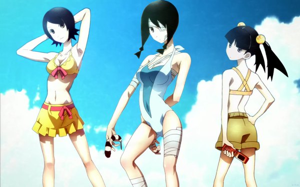 Anime picture 1600x1000 with sayonara zetsubou sensei shaft (studio) kobushi abiru hitou nami otonashi meru wide image