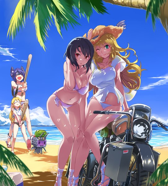 Anime picture 2800x3100 with kantai collection shimakaze destroyer rensouhou-chan atago heavy cruiser tenryuu light cruiser takao heavy cruiser ohland long hair tall image looking at viewer blush fringe highres short hair breasts open mouth blue eyes light erotic blonde hair smile