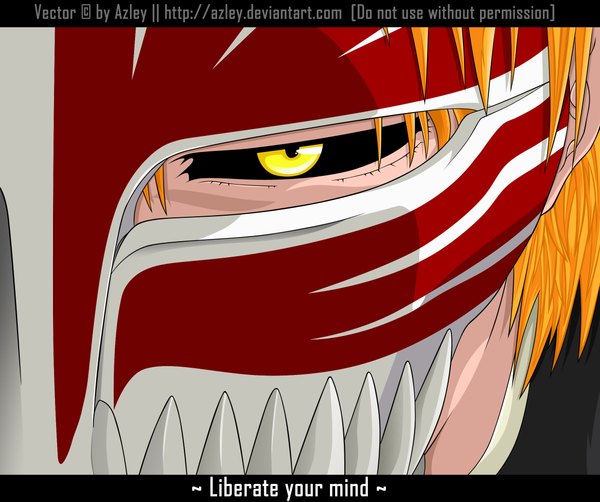 Anime picture 2310x1935 with bleach studio pierrot kurosaki ichigo azley single highres short hair yellow eyes orange hair coloring close-up face boy mask