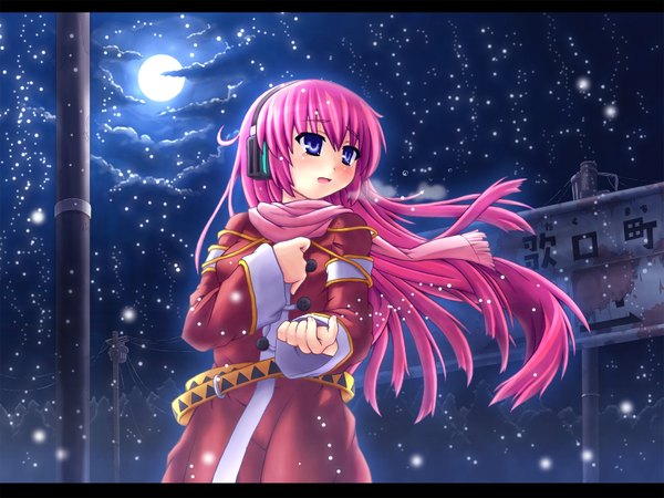 Anime picture 1600x1200 with vocaloid megurine luka etogami kazuya single letterboxed girl scarf