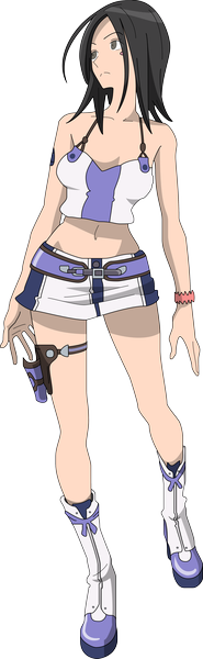 Anime picture 1984x6404 with eureka seven studio bones talho yuuki single tall image highres short hair black hair grey eyes sleeveless transparent background vector girl navel miniskirt bracelet thigh boots