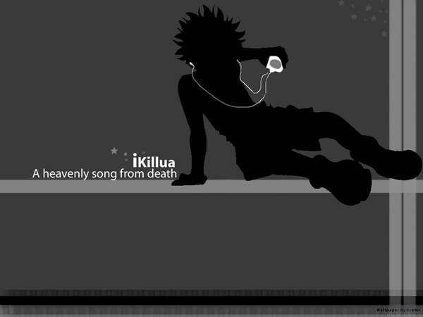 Anime picture 1024x768 with hunter x hunter ipod killua zaoldyeck silhouette parody multicolored