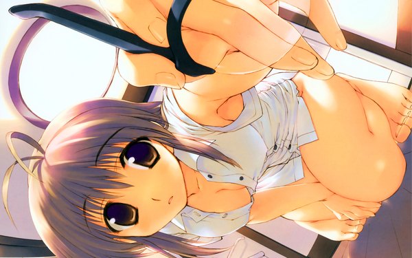 Anime picture 1920x1200 with amazuyu tatsuki highres light erotic wide image cleavage glasses