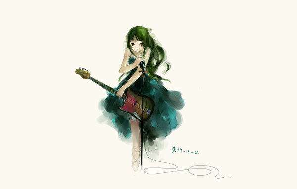 Anime picture 1242x791 with k-on! kyoto animation akiyama mio white background guitar
