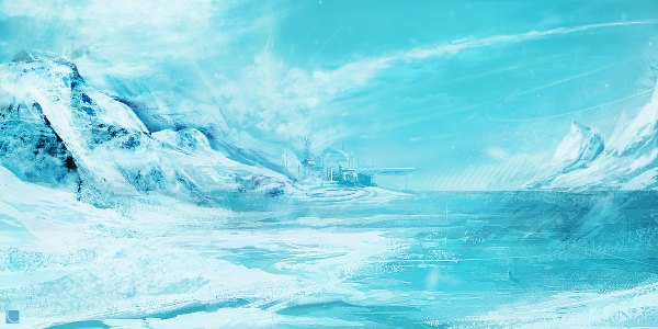 Anime picture 1200x600 with original carv wide image winter snow mountain landscape