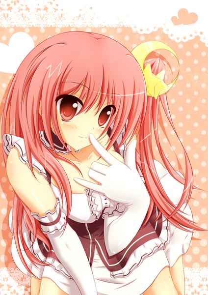 Anime picture 2480x3507 with angel koman single long hair tall image looking at viewer blush highres red eyes red hair girl dress gloves elbow gloves