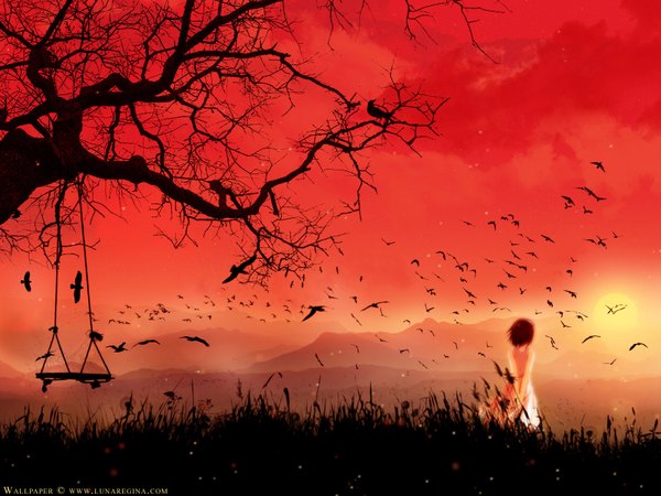 Anime picture 1600x1200 with sky red background tagme