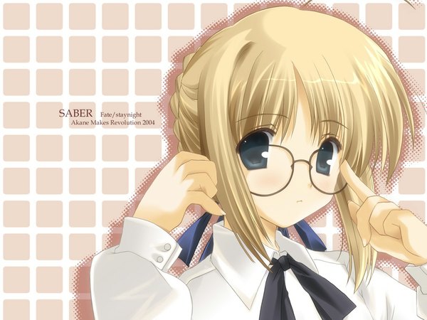 Anime picture 1024x768 with fate (series) fate/stay night studio deen type-moon artoria pendragon (all) saber ikegami akane glasses