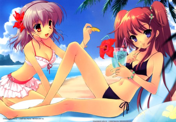 Anime picture 2000x1395 with itou noiji nanao naru highres beach swimsuit bikini black bikini