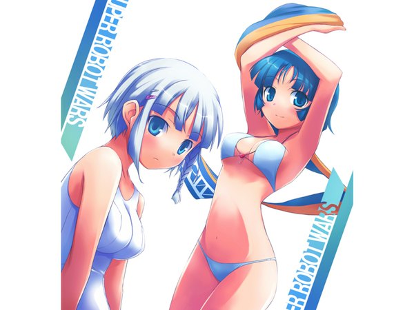 Anime picture 1600x1200 with super robot wars seolla schweizer nanakusa light erotic swimsuit bikini one-piece swimsuit school swimsuit mizuha kusuha