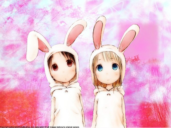 Anime picture 1024x768 with ichigo mashimaro itou chika ana coppola barasui bunny ears bunny girl girl