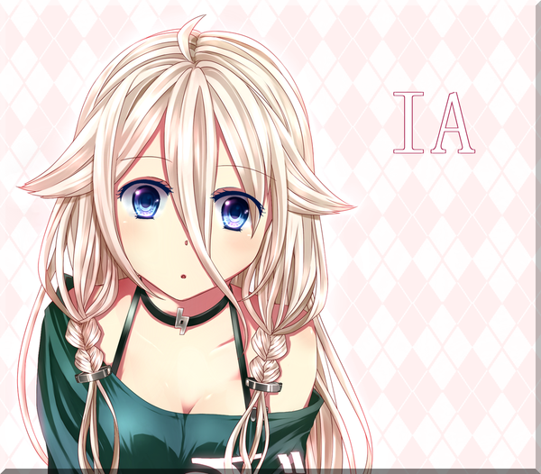 Anime picture 1000x877 with vocaloid ia (vocaloid) moromoimaru single long hair looking at viewer blue eyes simple background white background white hair braid (braids) girl
