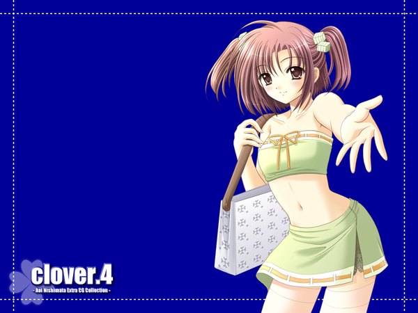Anime picture 1600x1200 with nishimata aoi blue background clover (plant) tagme