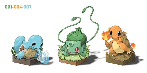 Anime picture 1200x600 with pokemon nintendo bulbasaur charmander squirtle ditb simple background wide image white background gen 1 pokemon pokemon number animal water fire pokemon (creature) turtle