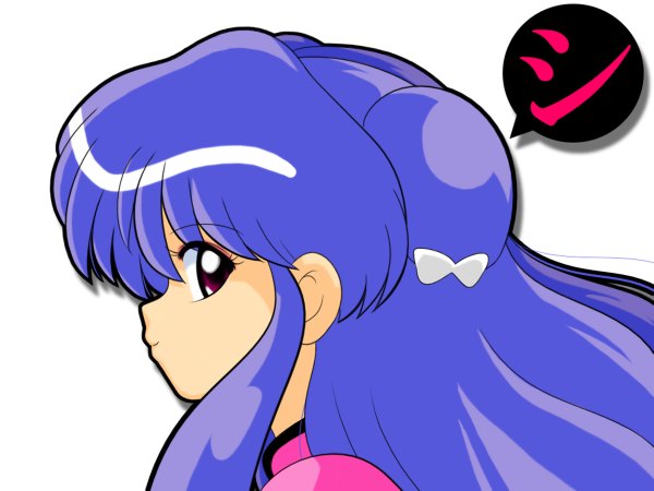 Anime picture 1200x900 with azumanga daioh ranma 1/2 j.c. staff shampoo (ranma 1/2) long hair purple eyes blue hair parody girl ribbon (ribbons)