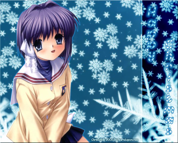 Anime picture 1280x1024 with clannad key (studio) fujibayashi ryou christmas winter