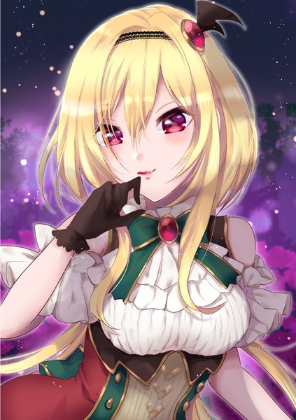 Anime picture 1122x1592 with idolmaster idolmaster cinderella girls idolmaster cinderella girls starlight stage kurosaki chitose soubimonogatari507 single long hair tall image looking at viewer blush fringe breasts open mouth blonde hair smile hair between eyes red eyes standing payot upper body