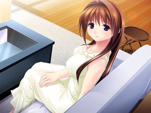 Anime picture 1200x900 with futa ane (game) blue eyes light erotic brown hair game cg girl