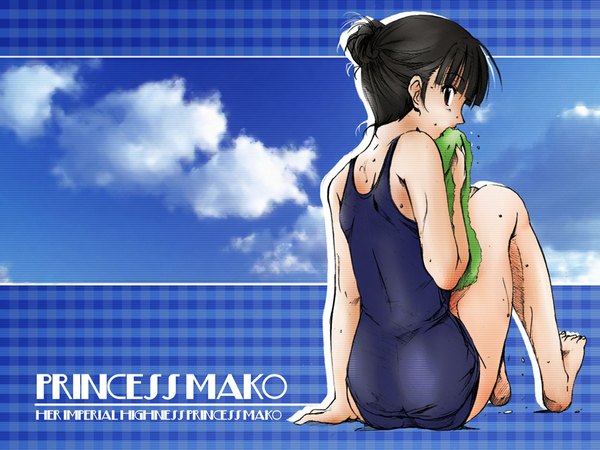 Anime picture 1024x768 with real life mako-hime girl swimsuit one-piece swimsuit school swimsuit