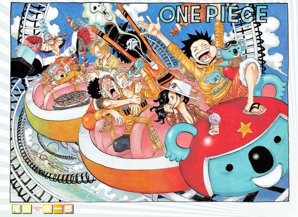 Anime picture 1922x1400 with one piece toei animation nami (one piece) monkey d. luffy nico robin roronoa zoro sanji tony tony chopper usopp franky brook (one piece) oda eiichirou long hair highres breasts open mouth black hair blonde hair smile large breasts