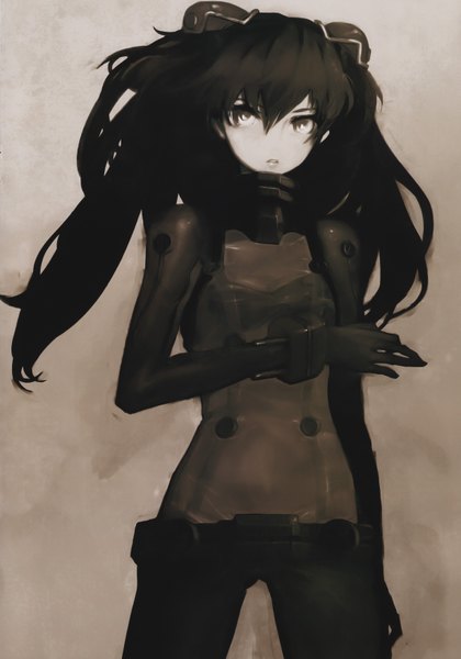 Anime picture 4901x7005 with neon genesis evangelion rebuild of evangelion evangelion: 2.0 you can (not) advance gainax soryu asuka langley huke single long hair tall image highres black hair simple background absurdres alternate color girl bodysuit pilot suit