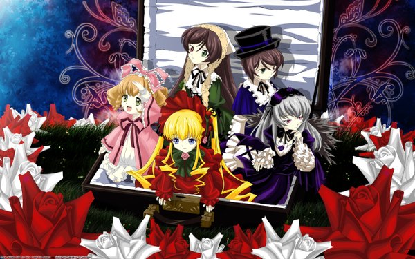 Anime picture 2560x1600 with rozen maiden suigintou shinku suiseiseki souseiseki hina ichigo highres wide image