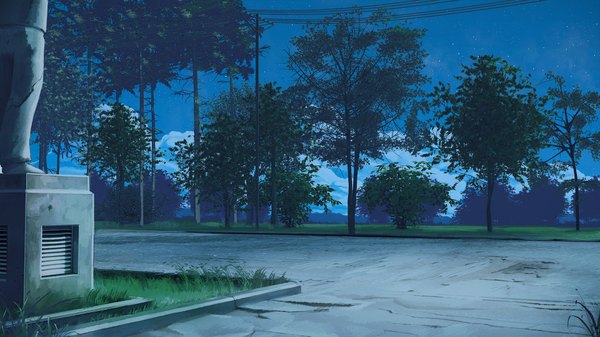 Anime picture 1920x1080 with everlasting summer iichan eroge arsenixc vvcephei highres wide image game cg night wallpaper no people scenic collaboration plant (plants) tree (trees) building (buildings) star (stars) power lines road statue