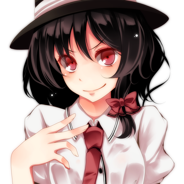 Anime picture 1700x1700 with touhou usami renko s-syogo single looking at viewer short hair black hair smile red eyes face girl bow hair bow hat