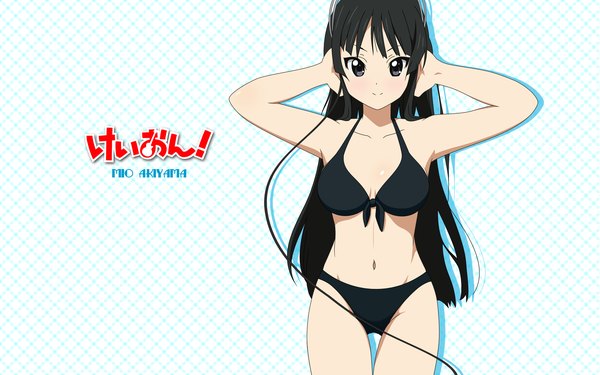 Anime picture 1920x1200 with k-on! kyoto animation akiyama mio highres light erotic wide image swimsuit bikini headphones black bikini