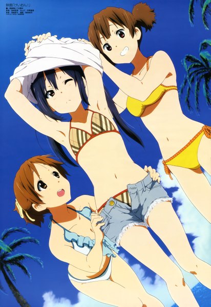 Anime picture 4081x5933 with k-on! kyoto animation megami magazine nakano azusa hirasawa ui suzuki jun iwasaki nami long hair tall image highres short hair light erotic black hair red eyes brown hair twintails multiple girls brown eyes absurdres official art