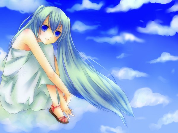 Anime picture 1600x1200 with vocaloid hatsune miku sky girl tagme