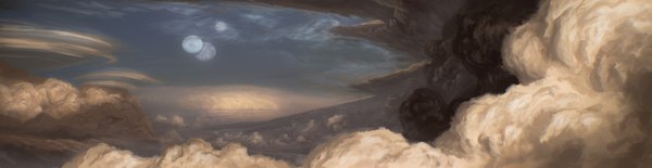 Anime picture 1821x473 with original justinas vitkus wide image sky cloud (clouds) landscape planet