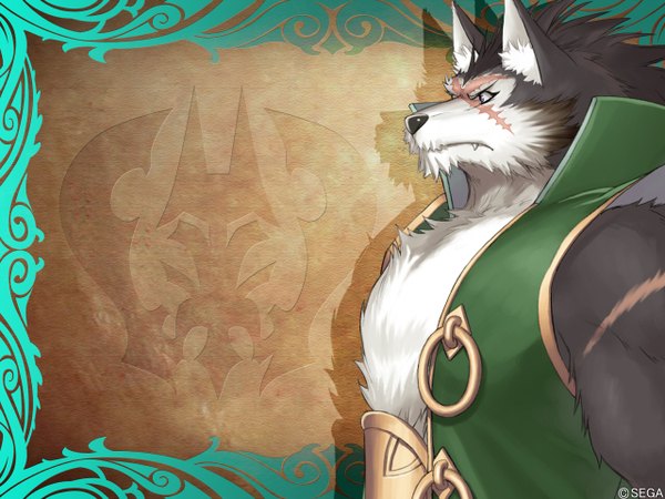 Anime picture 1280x960 with shining (series) shining tears tony taka profile inscription official art scar serious animal coat of arms